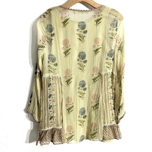 Soft Surroundings boho cottage peasant Serenata Tunic floral beaded EUC size M - Picture 11 of 13